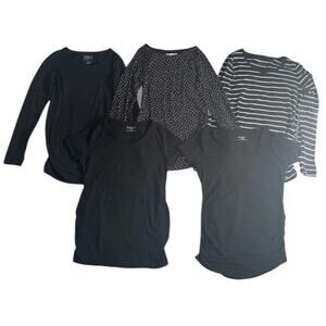 Maternity Black Shirt Lot Long Sleeve & Short Sleeve Mixed Brands Small Medium